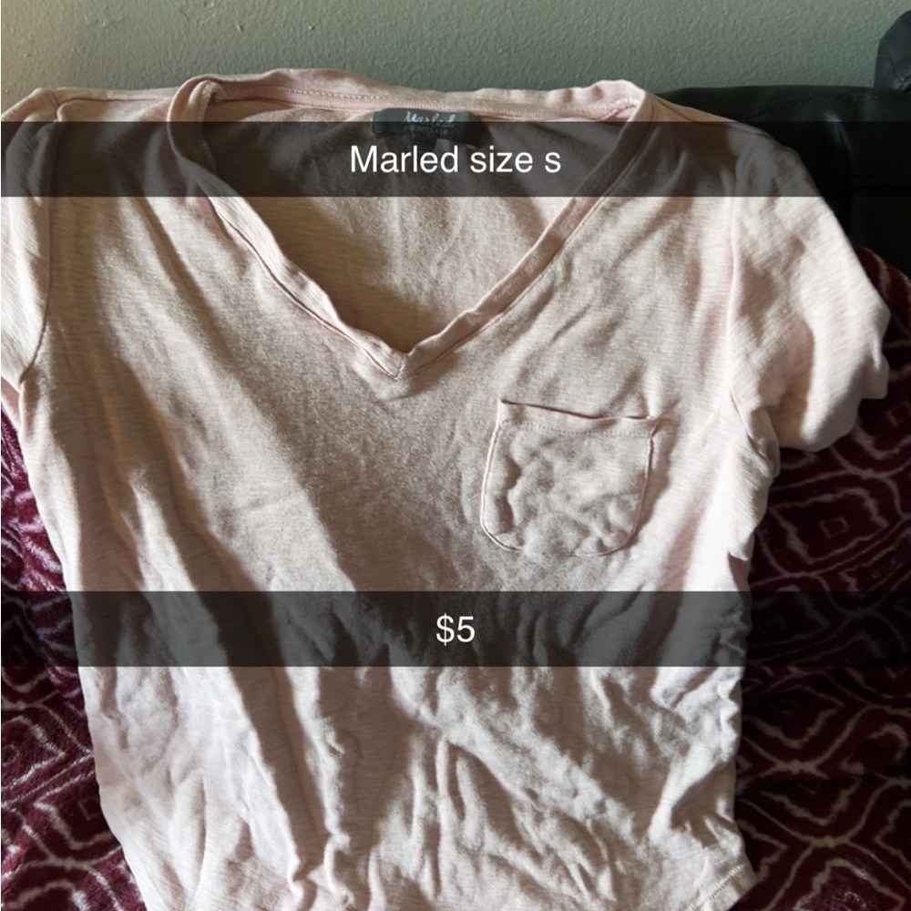 Pink V-Neck T-Shirt with Pocket